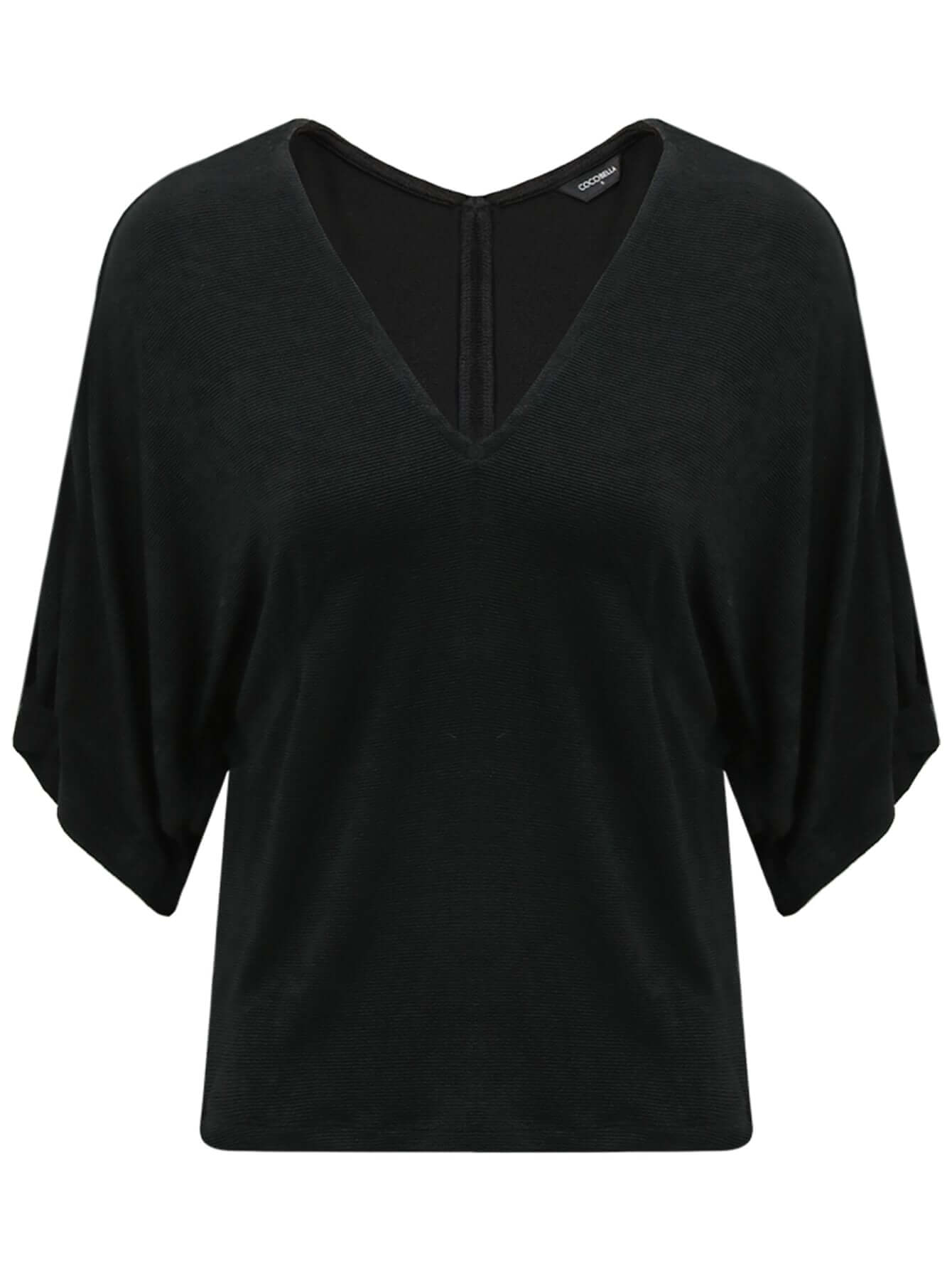 Deep V-Neck Black Knit Top-3