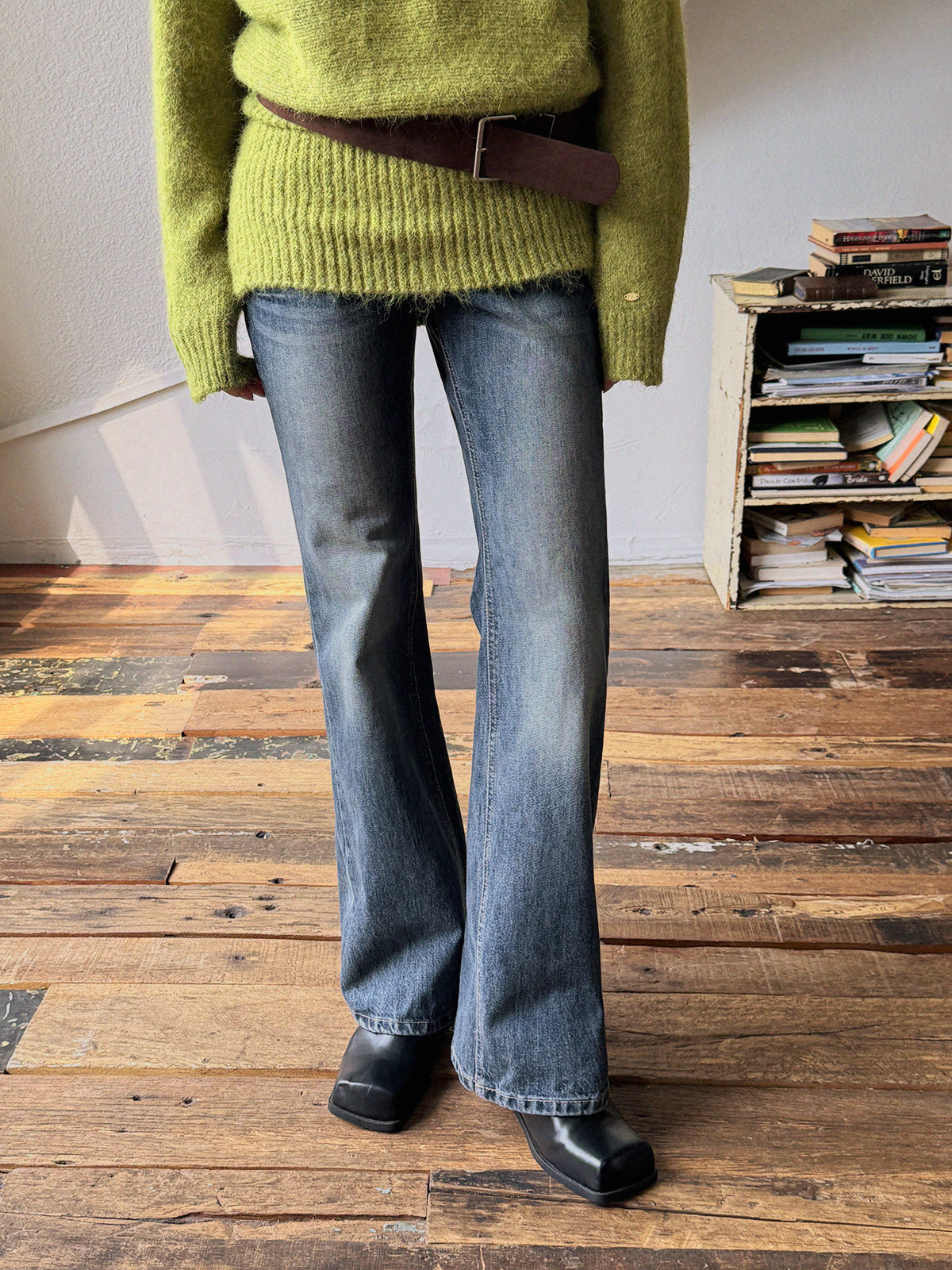 [TWEE]Aimed Washed Bootcut Denim Pants