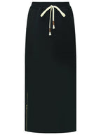 Edgy Black Midi Skit with Side Zip Slit-3