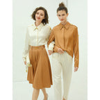 Edgy Brown Silk Shirt with Bejeweled Sleeves-2