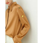 Edgy Brown Silk Shirt with Bejeweled Sleeves-3