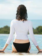 Edgy White Long Sleeve Tankini Swimsuit-2