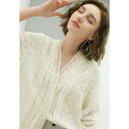 Elegant Pleated V-Neck Apricot Chiffon Shirt-2