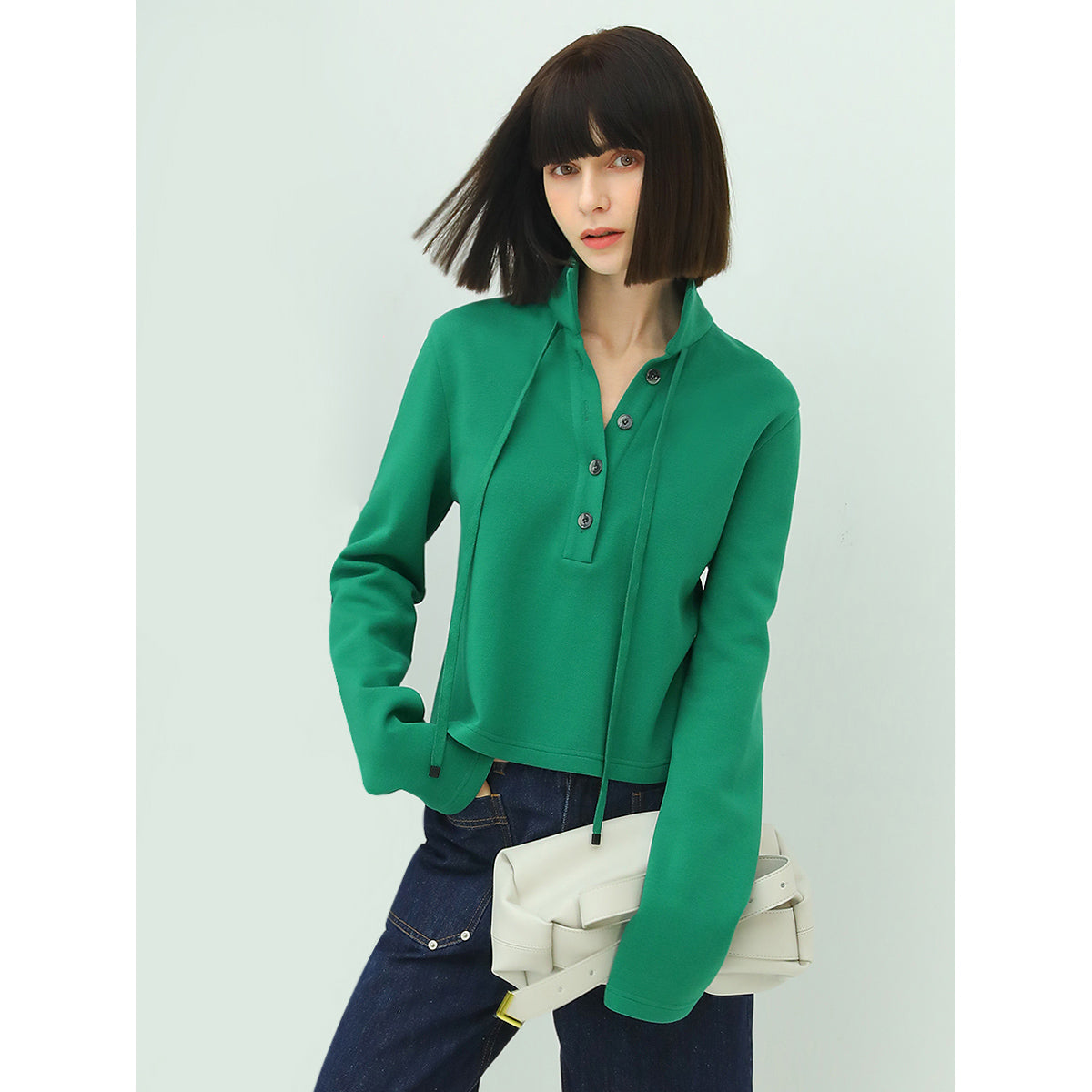 Emerald Green Collared Polo Top-0