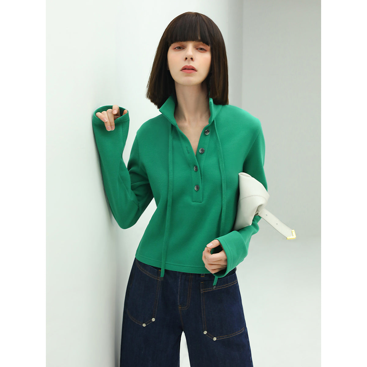 Emerald Green Collared Polo Top-1
