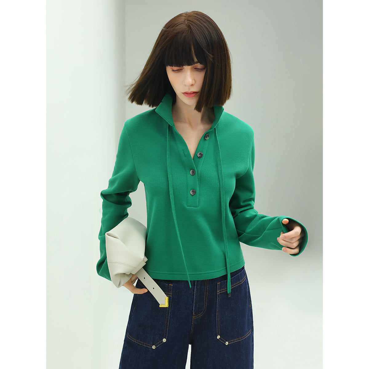 Emerald Green Collared Polo Top-2