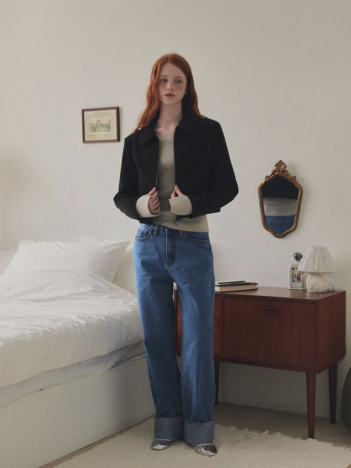 [TWEE] Puo Rolled-Up Wide Leg Denim Pants Jean