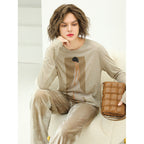 Femme Bride Graphic Knitted Long Sleeved Khaki Tee-0