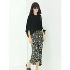 Floral Black Wrap Skirt-1