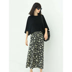 Floral Black Wrap Skirt-2