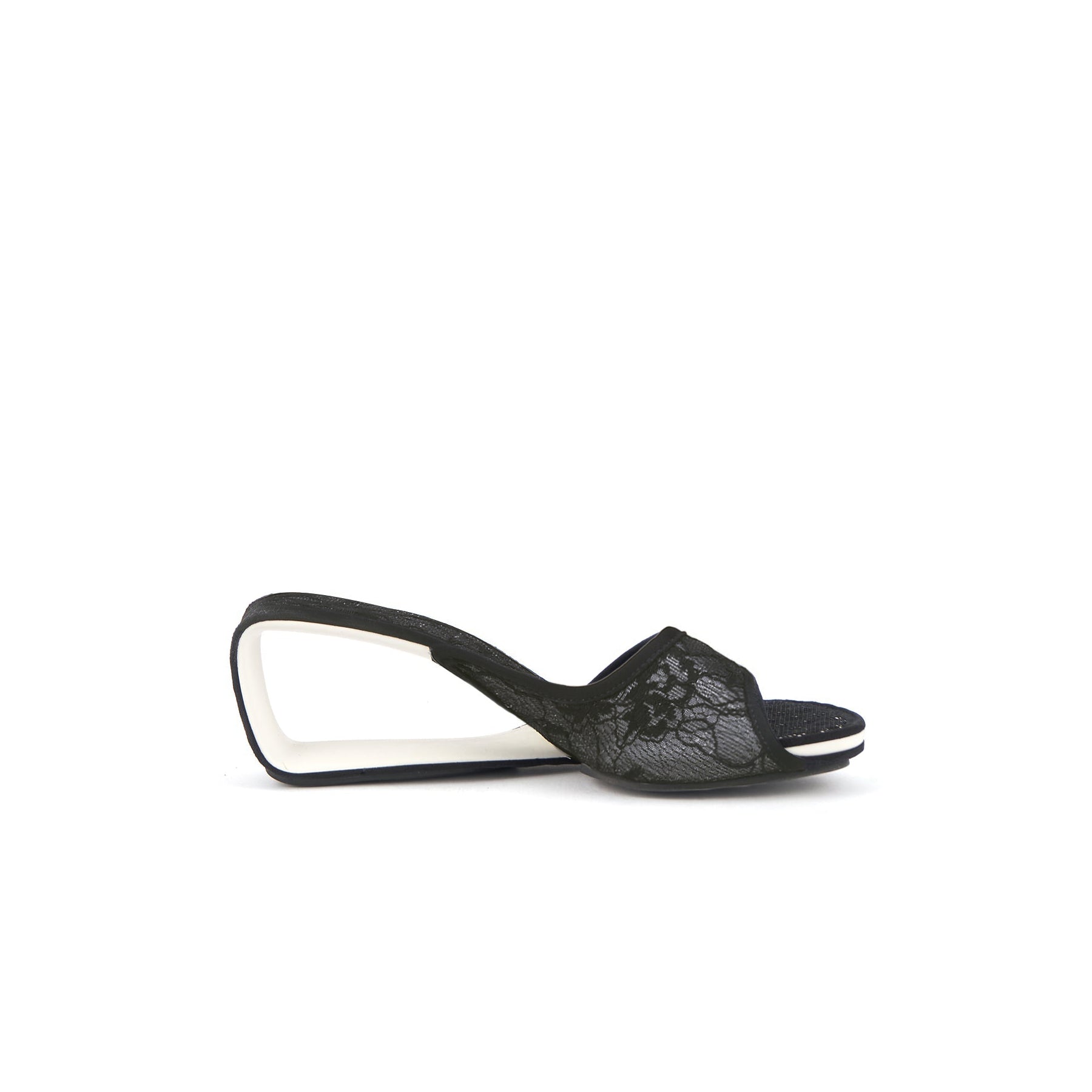 Floral Lace Mid-Heel Hollow Wedges-2