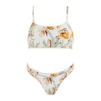Floral Low Neck Two-piece with Low Waist Bikini Bottoms-3