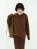 Fluffy Brown Hooded Sweater-0