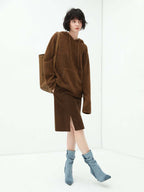 Fluffy Brown Hooded Sweater-1