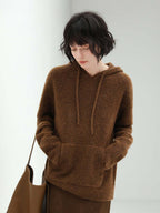 Fluffy Brown Hooded Sweater-2