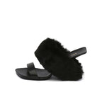 Fluffy Faux Fur Wedge Mules-0