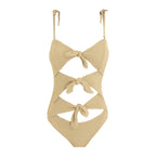 French Vintage Bow Cutout One Piece Swimsuit-3