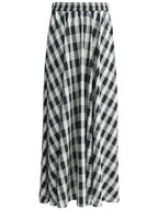 Full A Line High-Waist Checkered Maxi Skirt-4