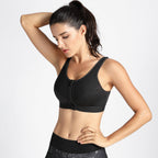 Full Length Zip Front Wireless Racerback Sports Bra-1