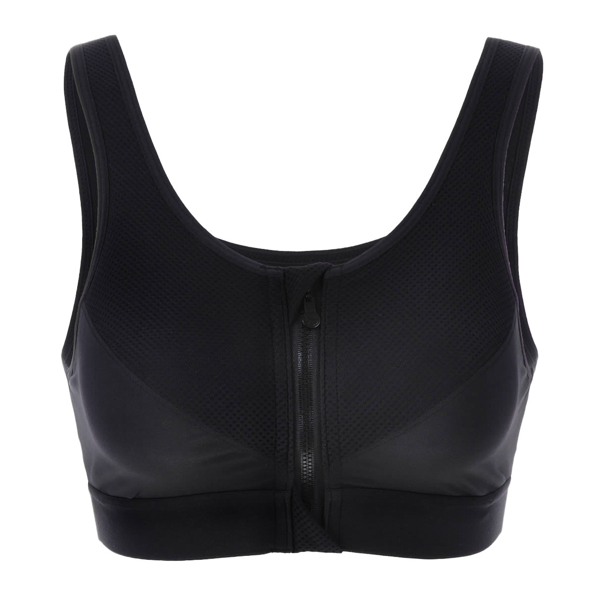 Full Length Zip Front Wireless Racerback Sports Bra-3