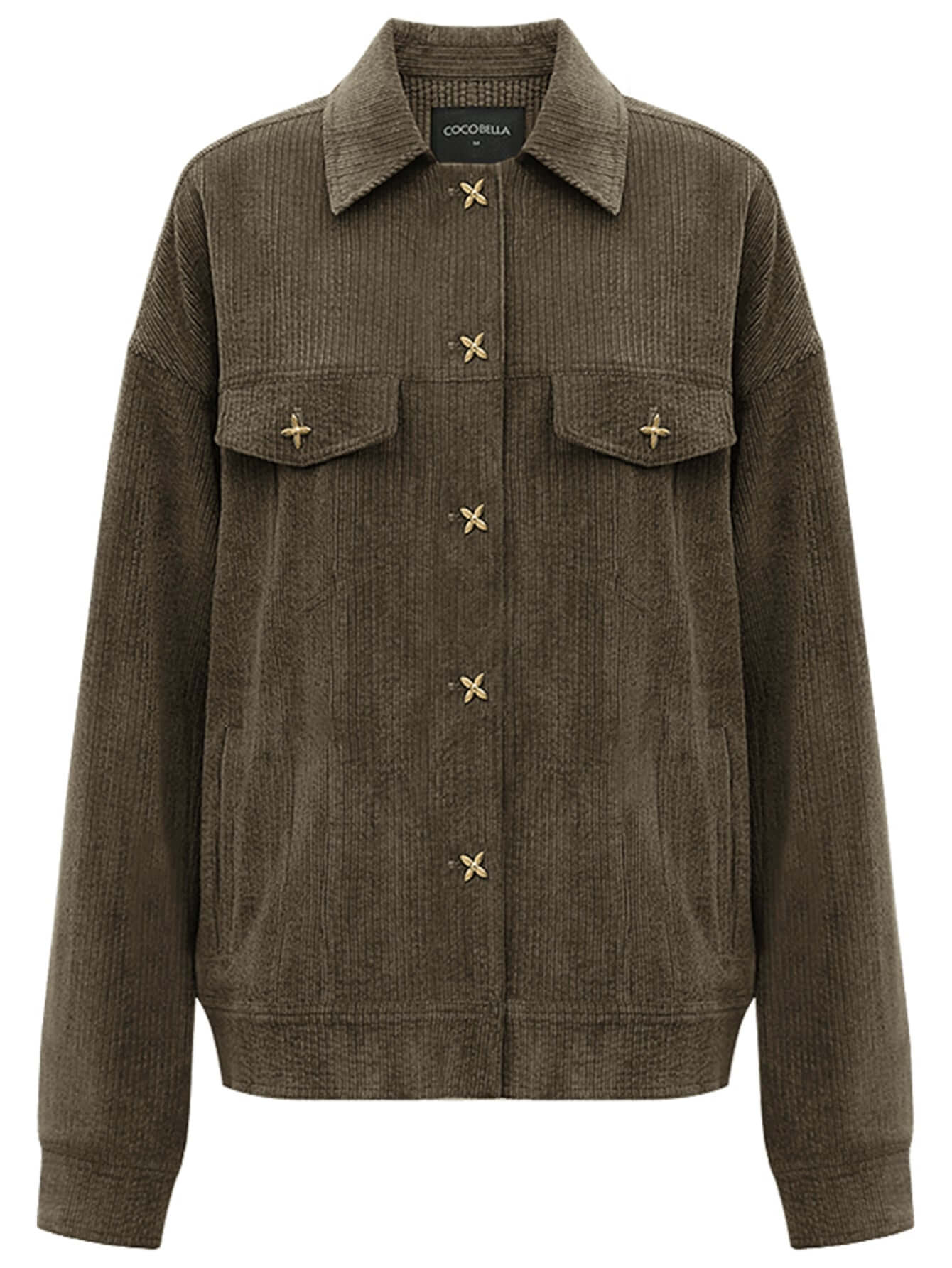 Green Corduroy Jacket with Gold Embellishments