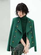 Green Double-Breasted Wool-Blend Jacket-1
