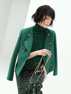 Green Double-Breasted Wool-Blend Jacket-2
