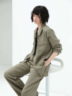 Green Straight Leg Cargo Pants-2