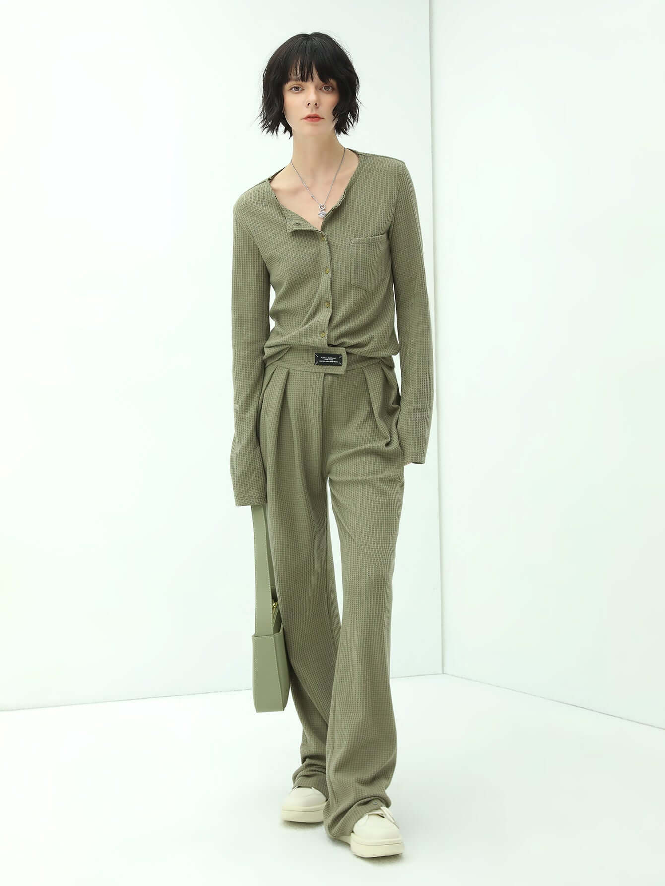 Green Straight Leg Pants-2
