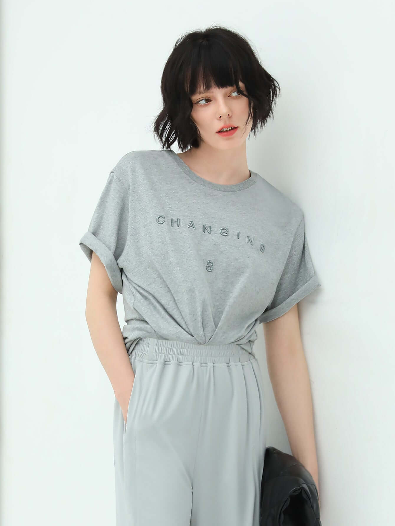Grey Short Sleeve 3D Printed T Shirt-1