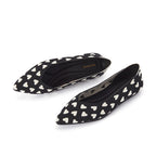 Heart Print Pointed Toe Comfortable Flats-1