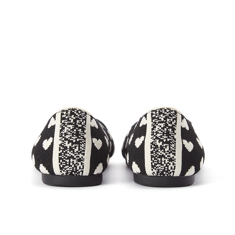 Heart Print Pointed Toe Comfortable Flats-3