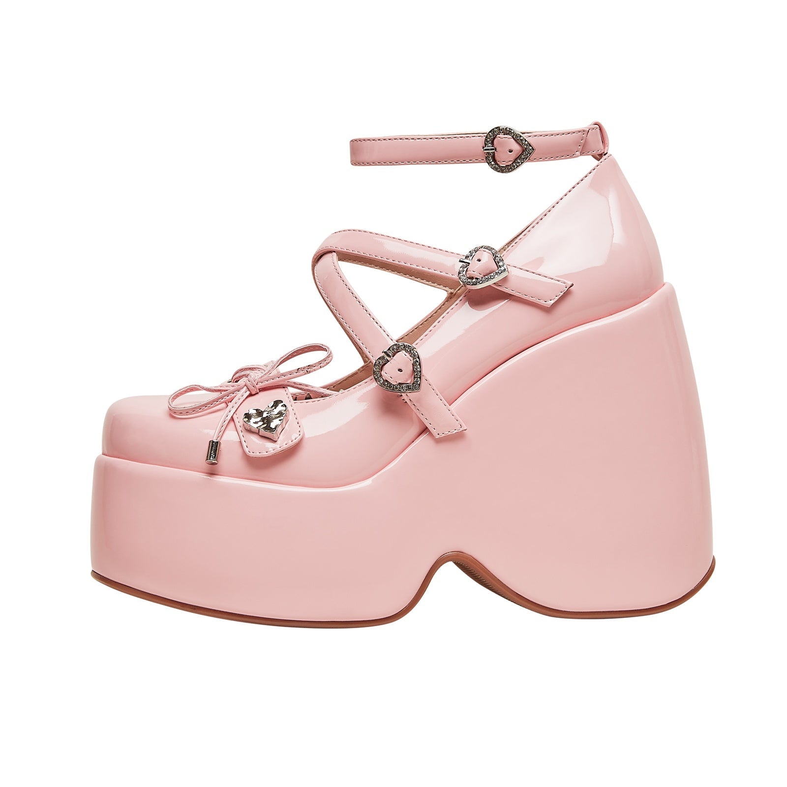 Heart Soft Pink Open Toe Wedge Sandals-0