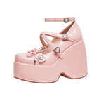 Heart Soft Pink Open Toe Wedge Sandals-1