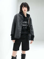 Heavy-Duty Geometric Black Quilted Puffer Jacket-0