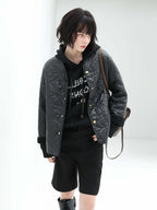 Heavy-Duty Geometric Black Quilted Puffer Jacket-1