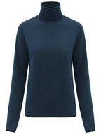 Herringbone High Neck Knit Top in Navy-3