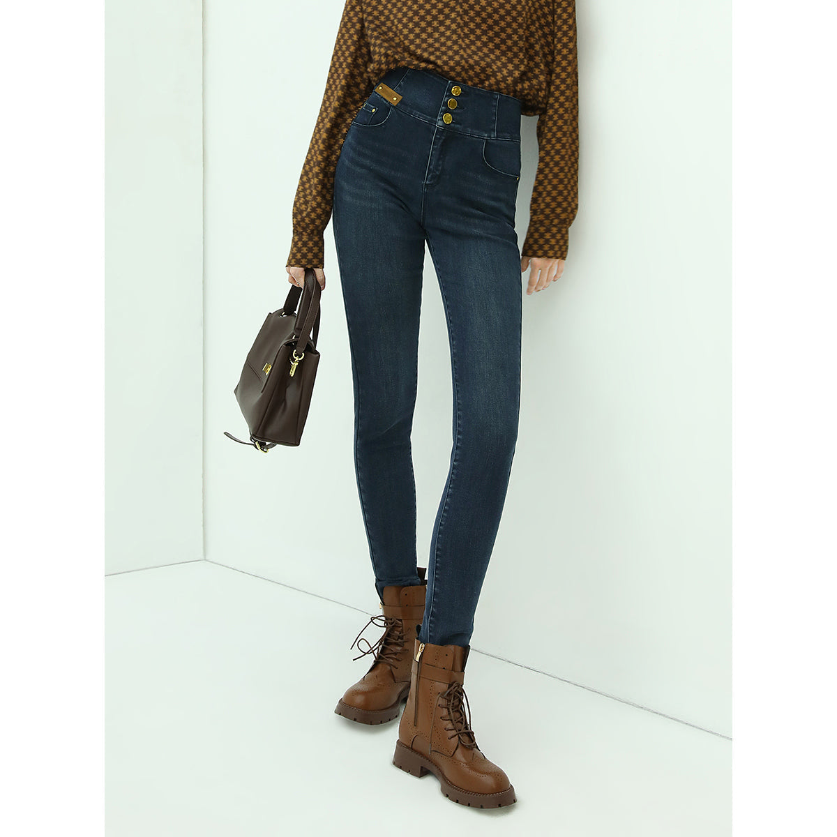 High Waist Skinny Jeans Navy-0