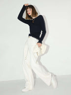 High-Waist White Wide-Leg Jeans-0