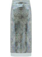 Light Mint Green Tie Dye Sequined Midi Skirt-4
