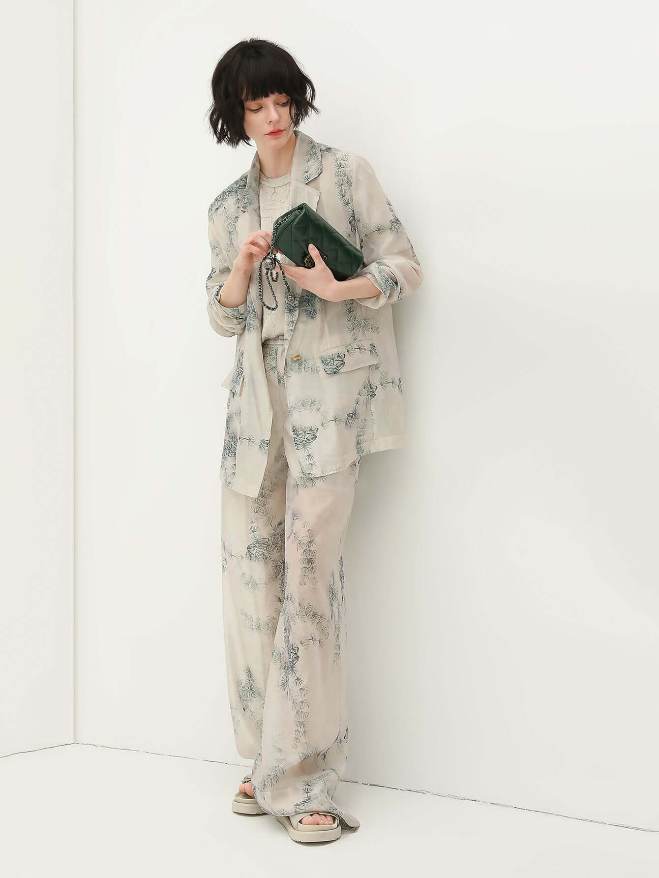 Lightweight Green Straight Leg Pants-1