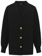 Loose Button Knit Black Cardigan-3
