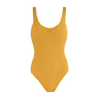 Low U-neck High Cut One Piece Swimsuit Yellow Mustard-3