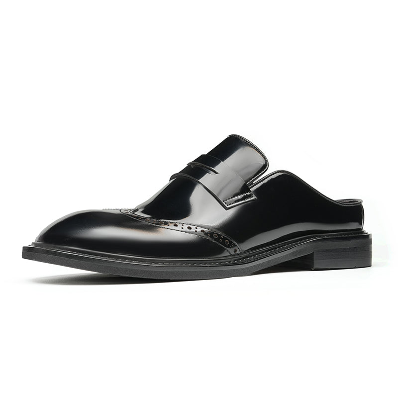 Men’s Glossy Calfskin Classic Slipper Mules-1