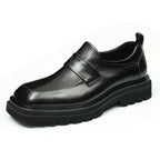 Men’s Glossy Square Toe Polished Calf Leather Shoes-1