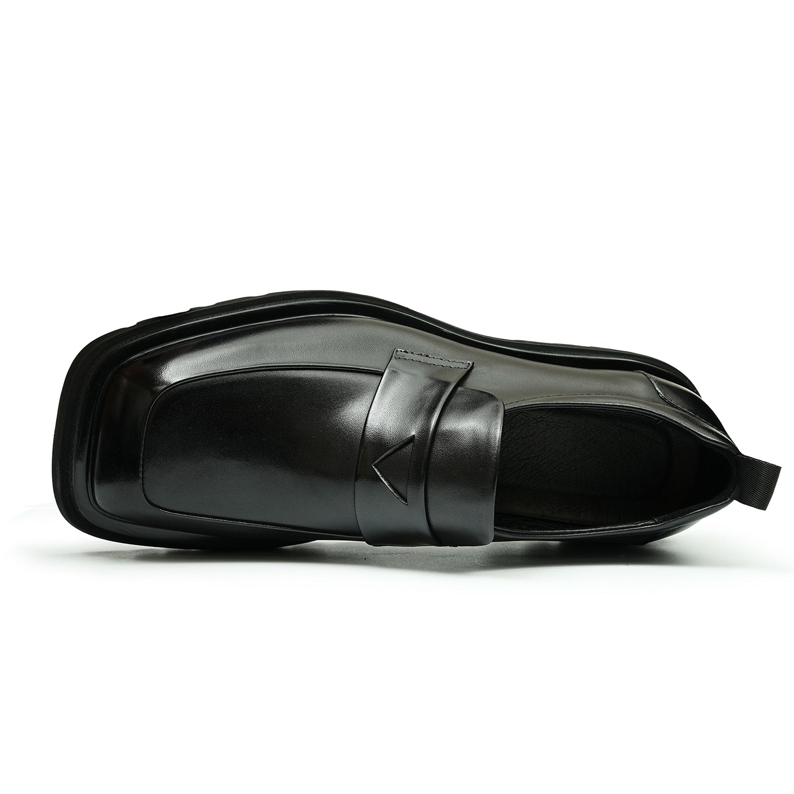 Men’s Glossy Square Toe Polished Calf Leather Shoes-2