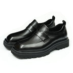 Men’s Glossy Square Toe Polished Calf Leather Shoes-3