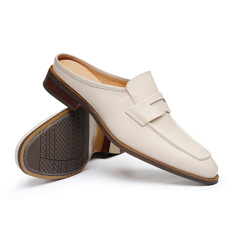 Men’s Posh Cream Leather Mules-1
