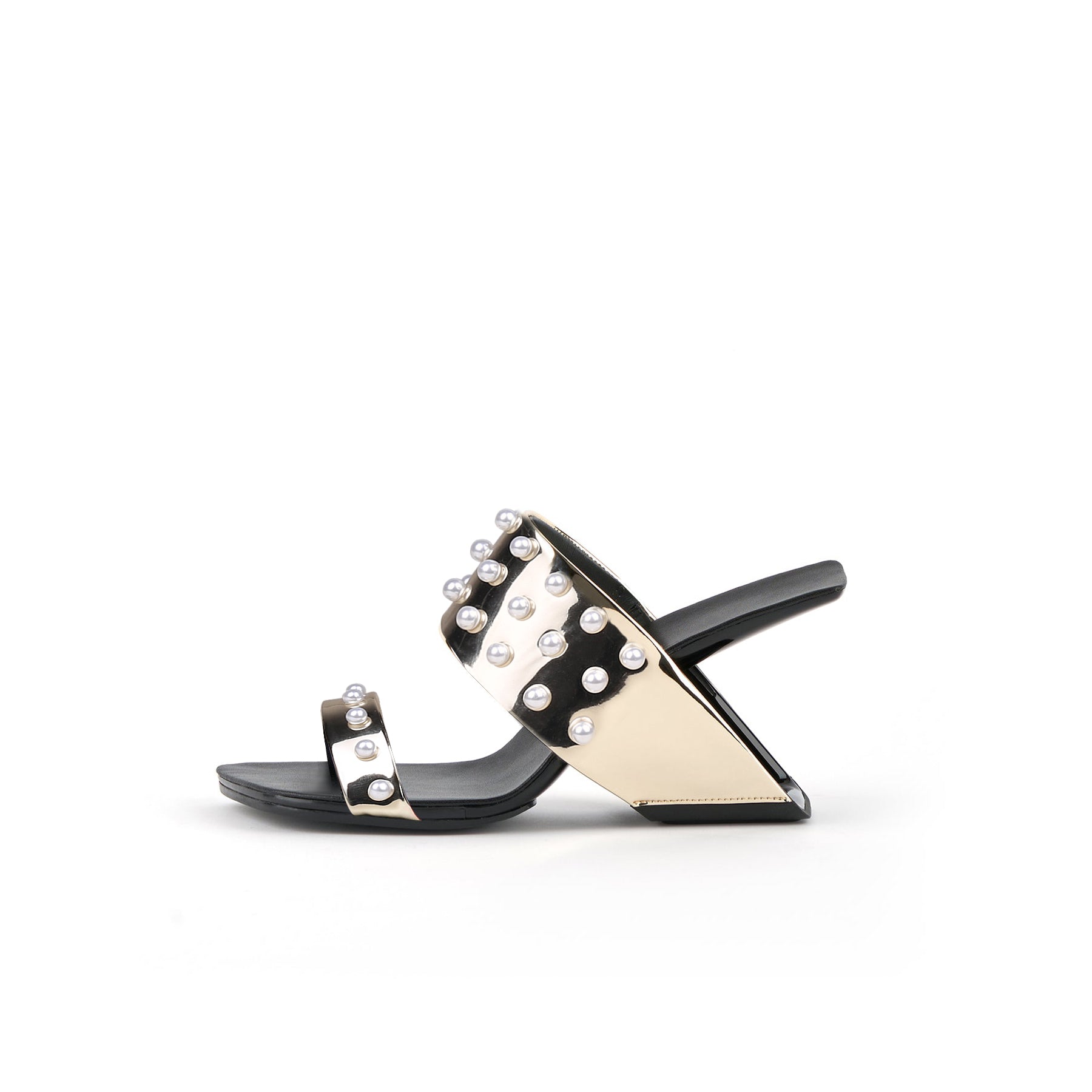 Metallic Beaded Arch Heel Mules-5