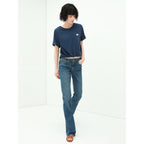 Mid Rise Stretchable Blue Jeans with Frayed Hems-1
